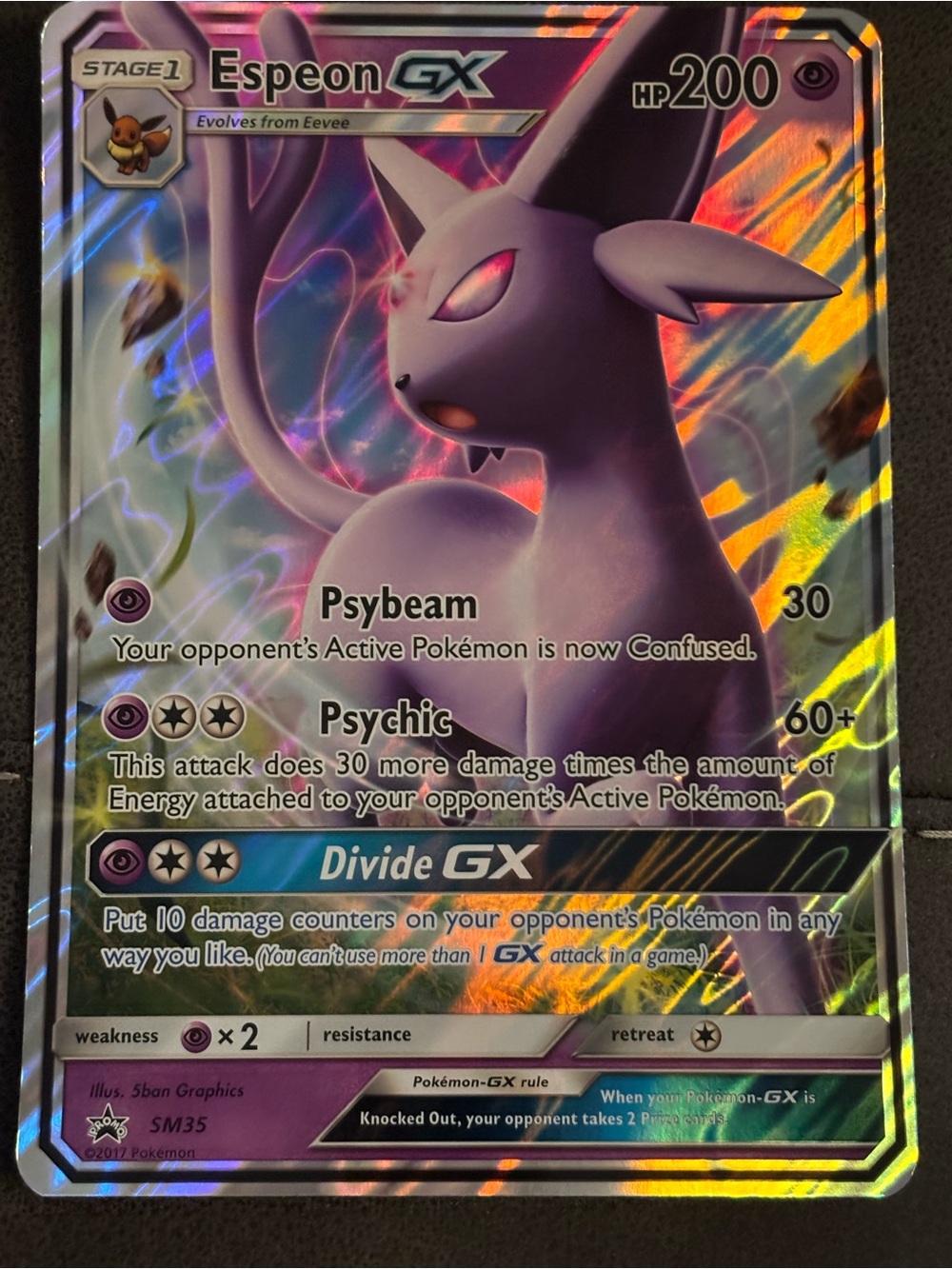 Espeon GX JUMBO Trading Card Purple Holographic Pokemon Collectible